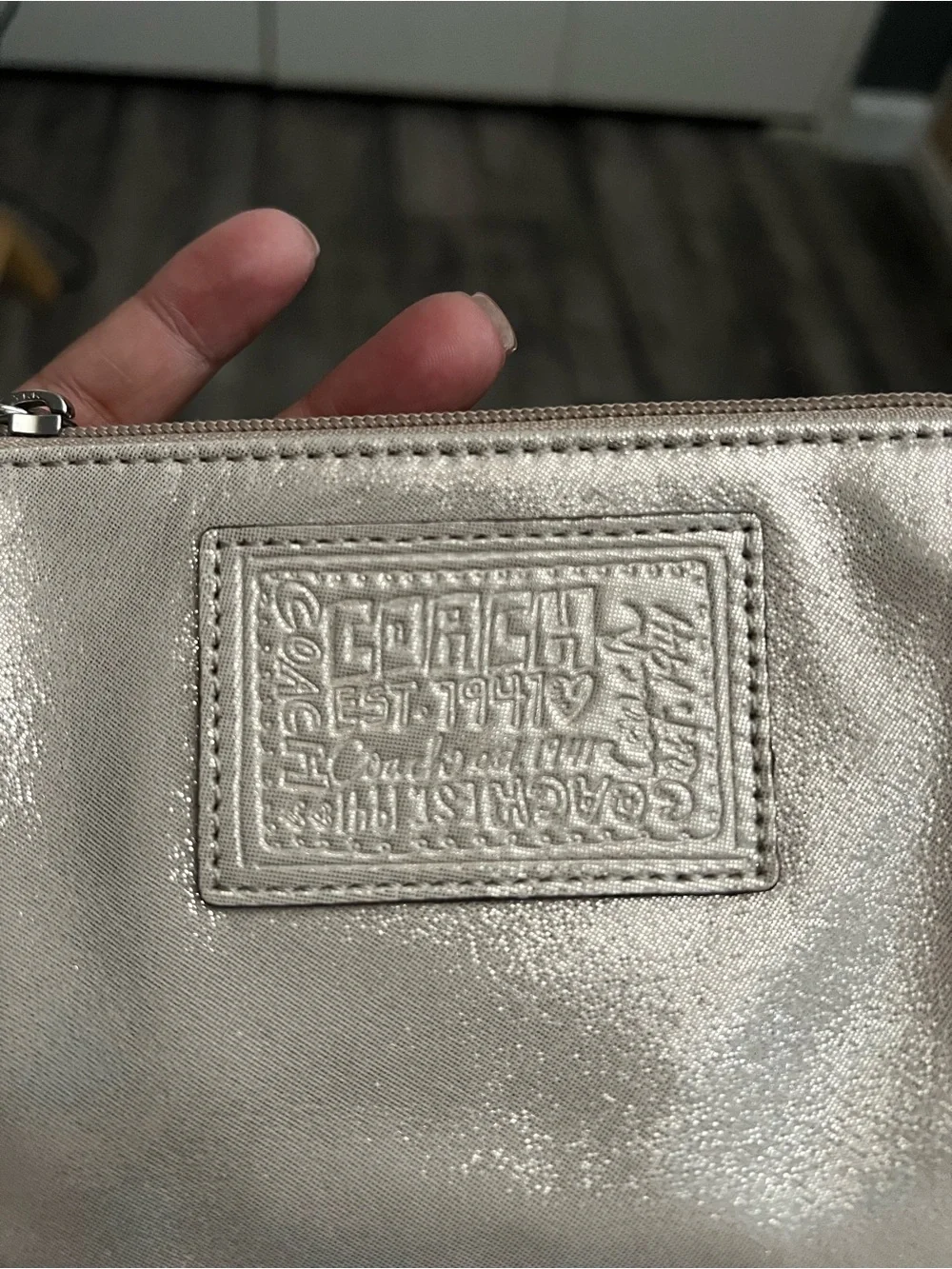 Y2k NWT Coach Poppy Metallic Champagne Wristlet Pouch